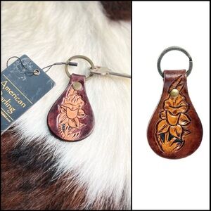 American Darling Hand Tooled Genuine Leather Keyring